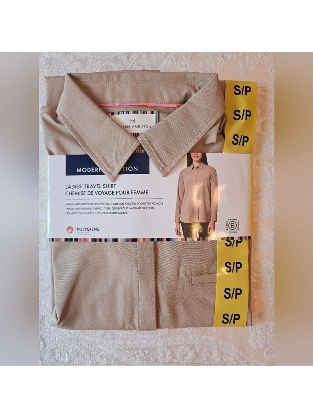 Modern Ambition Ladies' Tan Travel Shirt, Size Small, NWT, Button Up